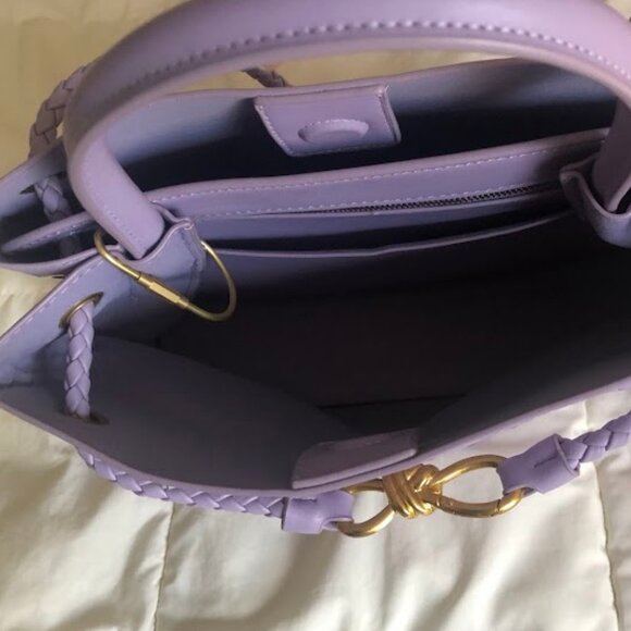Sumrains - Woven Vegan Leather Purple Shoulder Bag Crossbody Tote - Picture 3 of 4